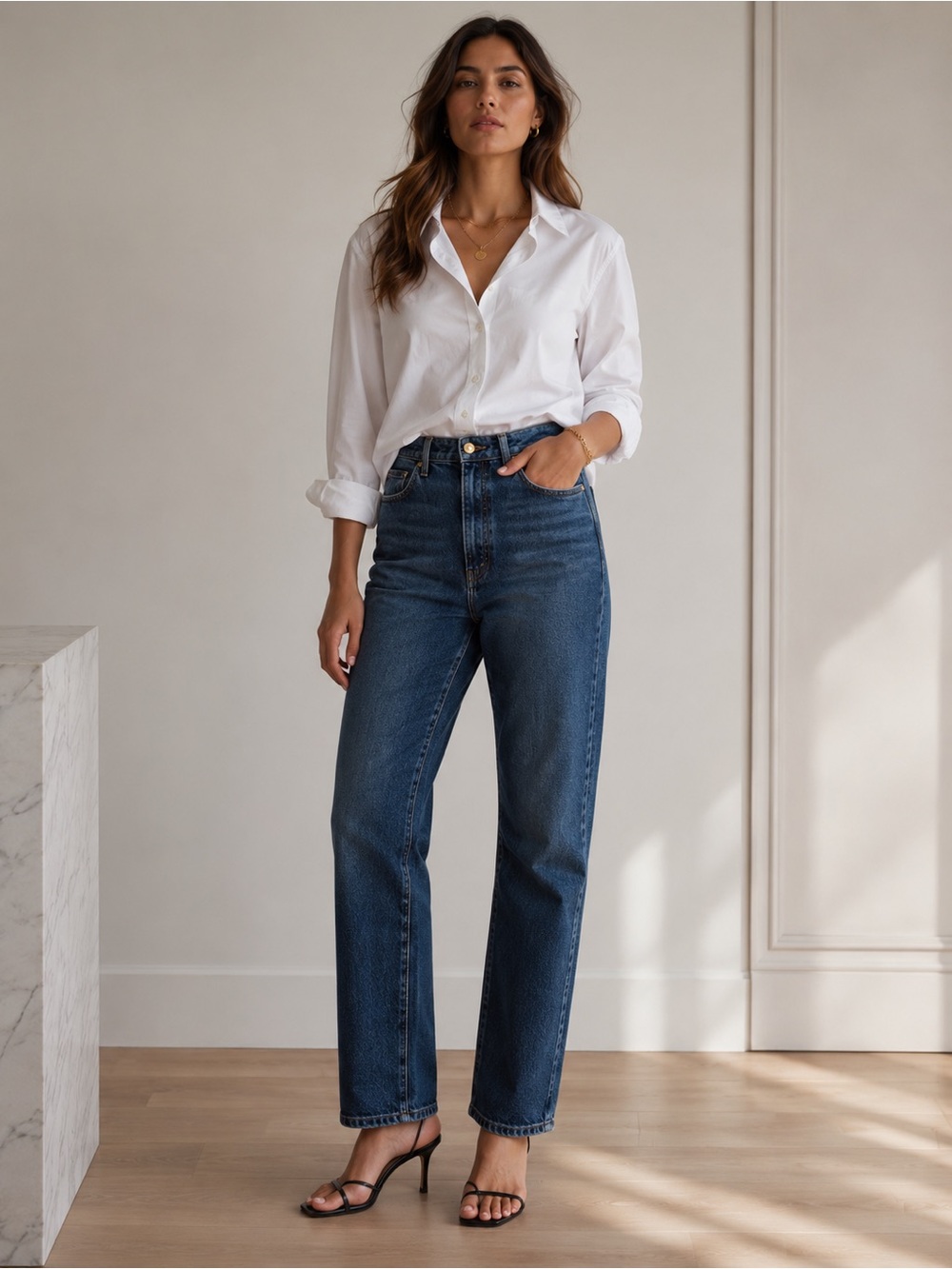 KHAITE Daria High Rise Straight Leg Premium USA Denim
